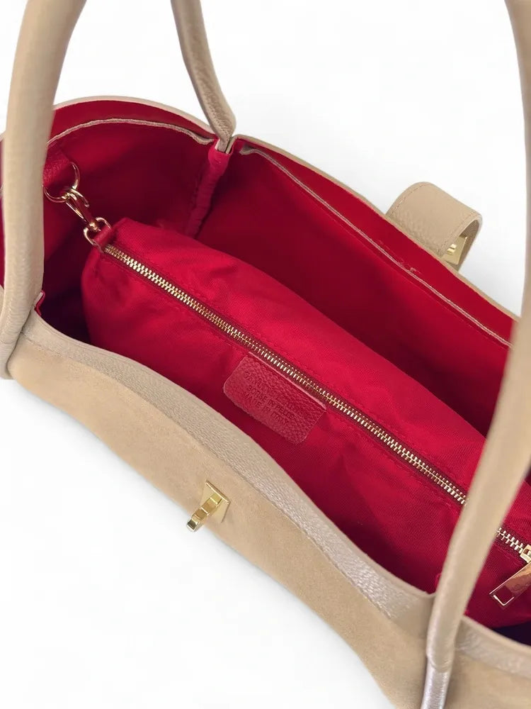Cabas bowler bi-matière ABERDEEN Beige crème