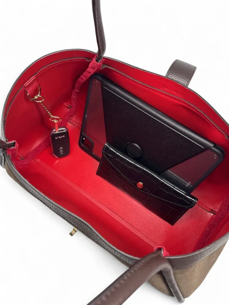 Cabas bowler bi-matière ABERDEEN Chocolat