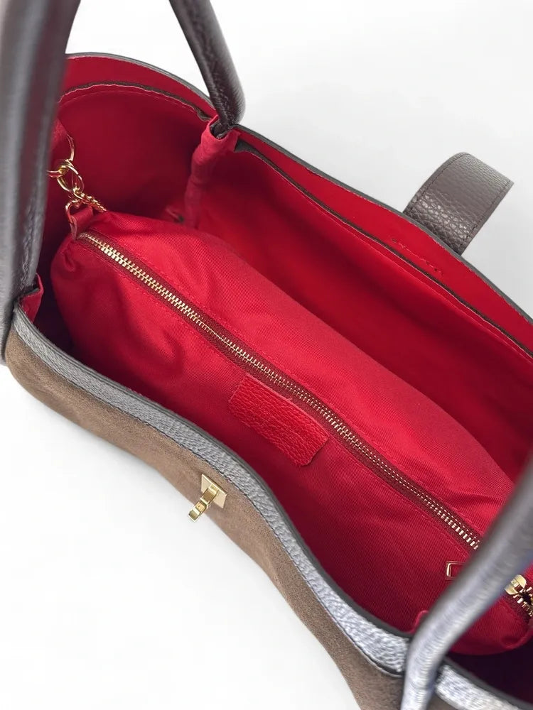 Cabas bowler bi-matière ABERDEEN Chocolat