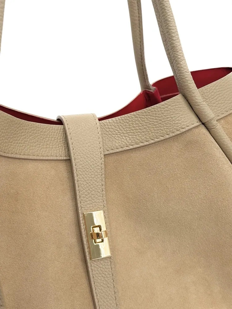Cabas bowler bi-matière ABERDEEN Beige crème
