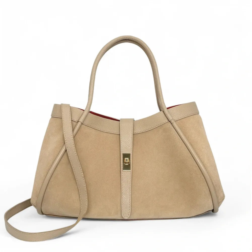 Cabas bowler bi-matière ABERDEEN Beige crème