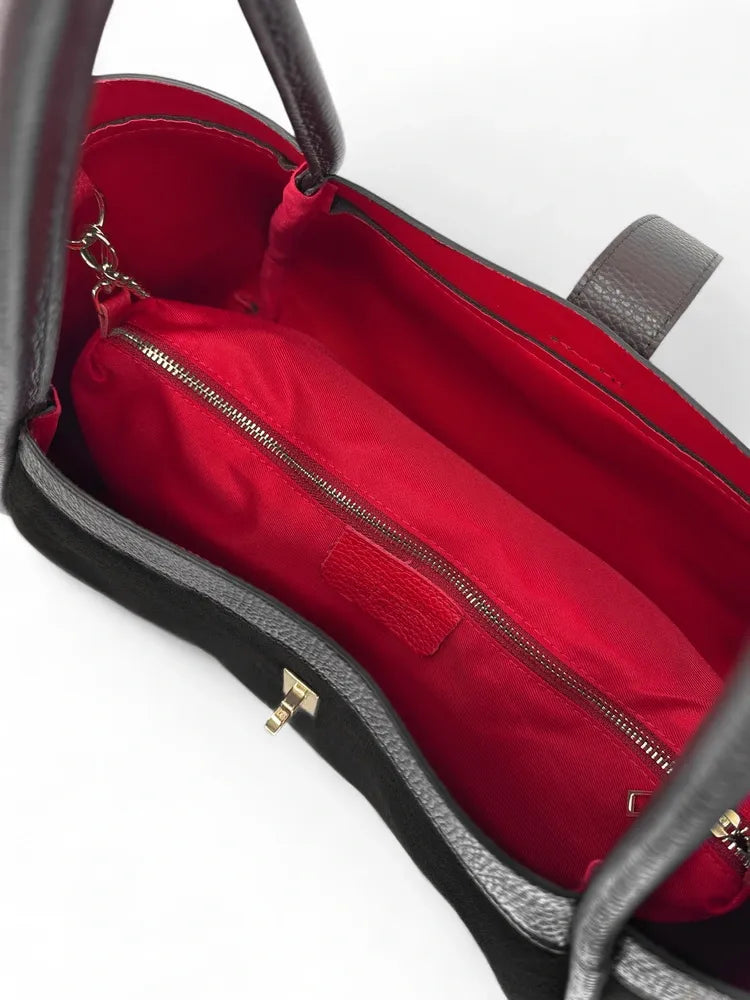 Cabas bowler bi-matière ABERDEEN Noir