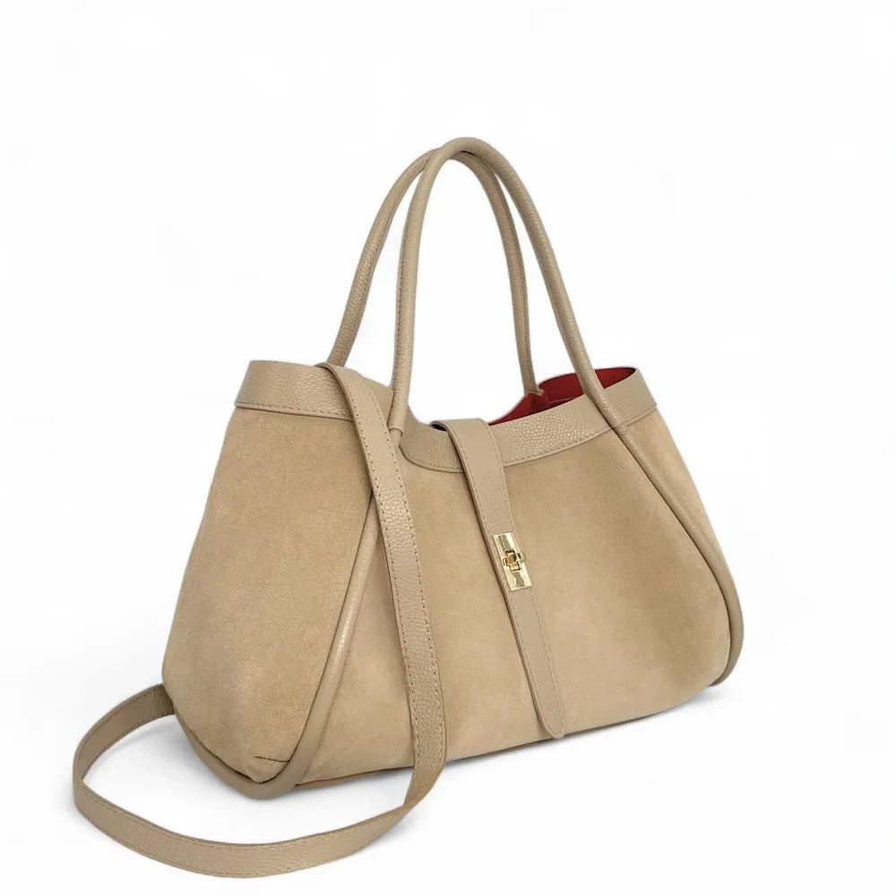 Cabas bowler bi-matière ABERDEEN Beige crème