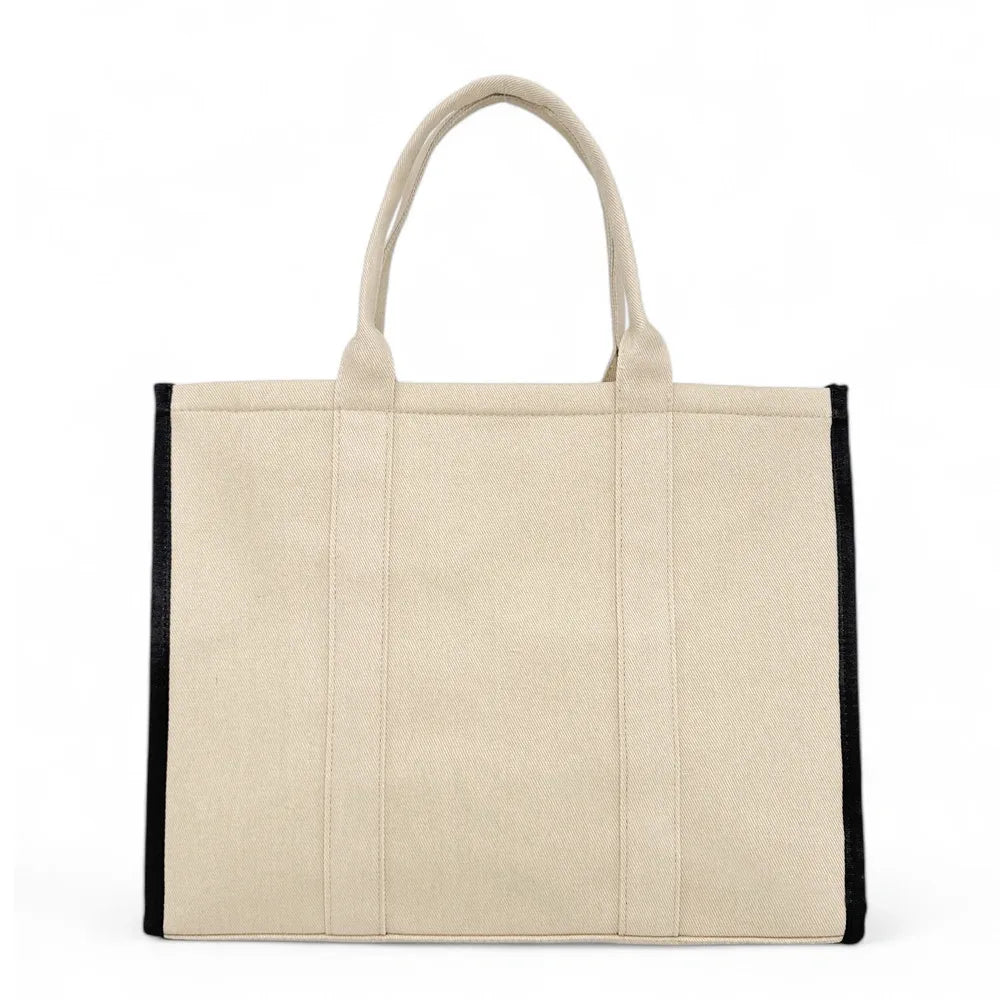 Cabas shopping en toile canvas LE CABAS Beige crème
