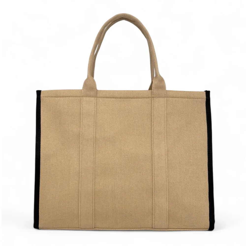 Cabas shopping en toile canvas LE CABAS Taupe
