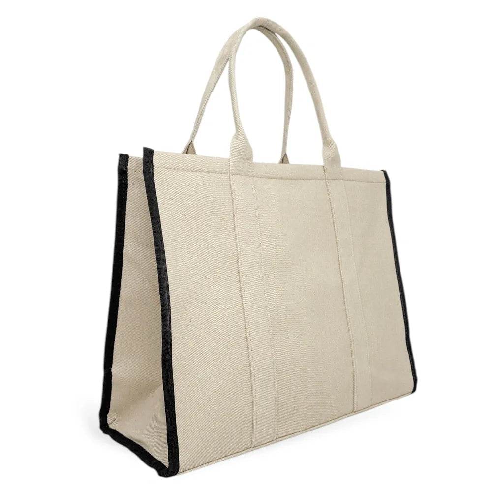 Cabas shopping en toile canvas LE CABAS Beige crème