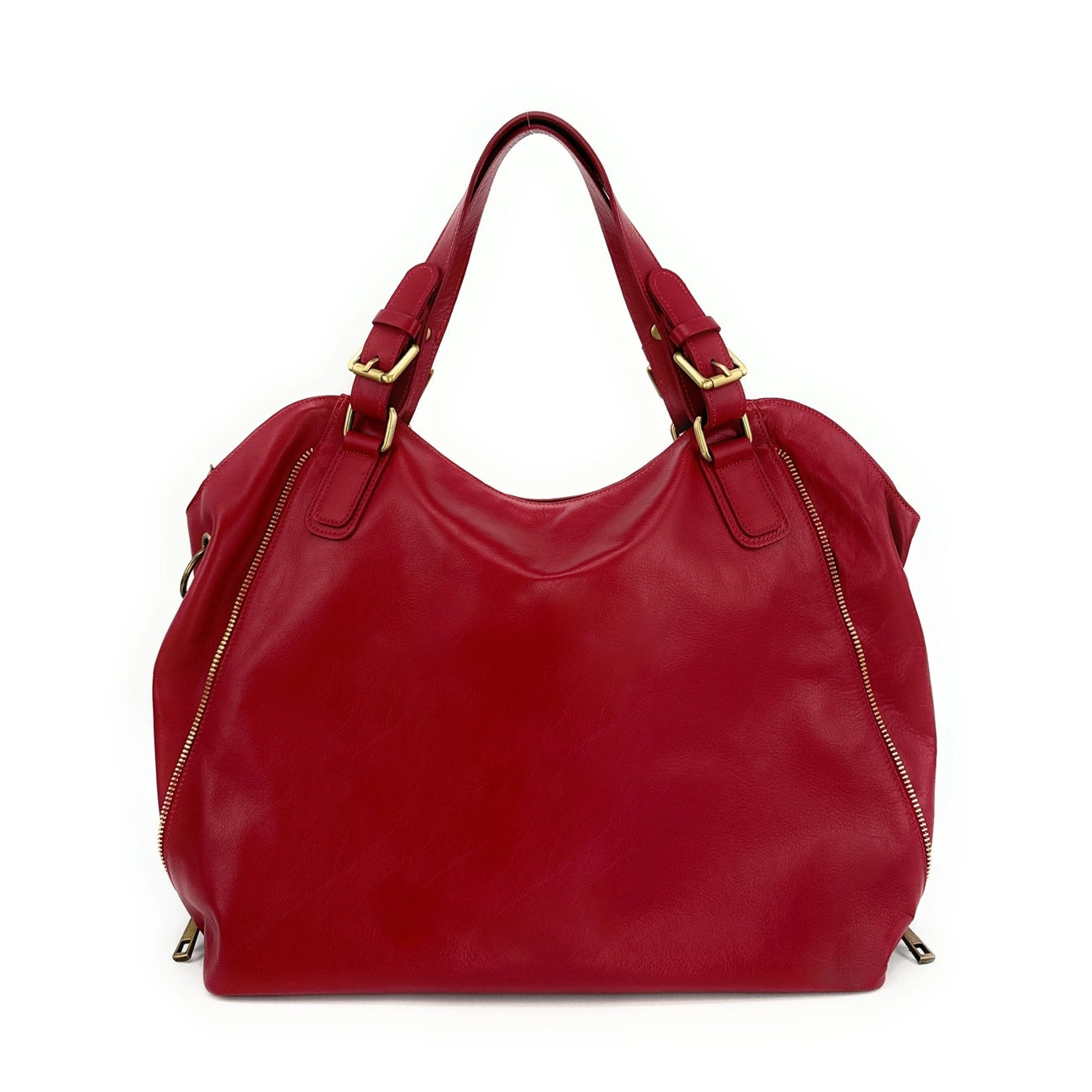 Schultertasche aus Glattleder CAMELIA Intensivrot