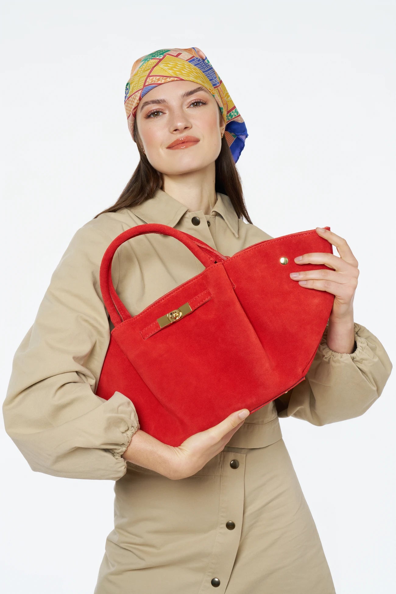 Sac cabas en cuir nubuck CAPRI SUEDE Rouge brique