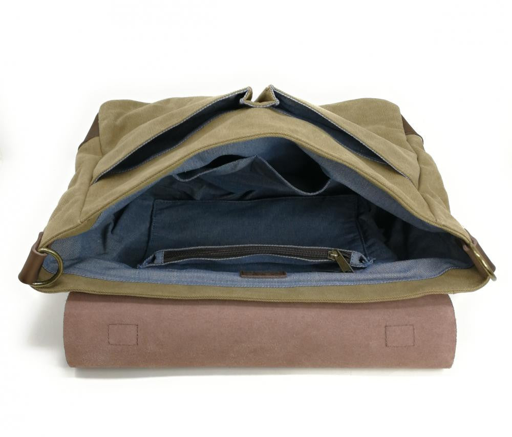Cartable toile et cuir MOOREA Kaki