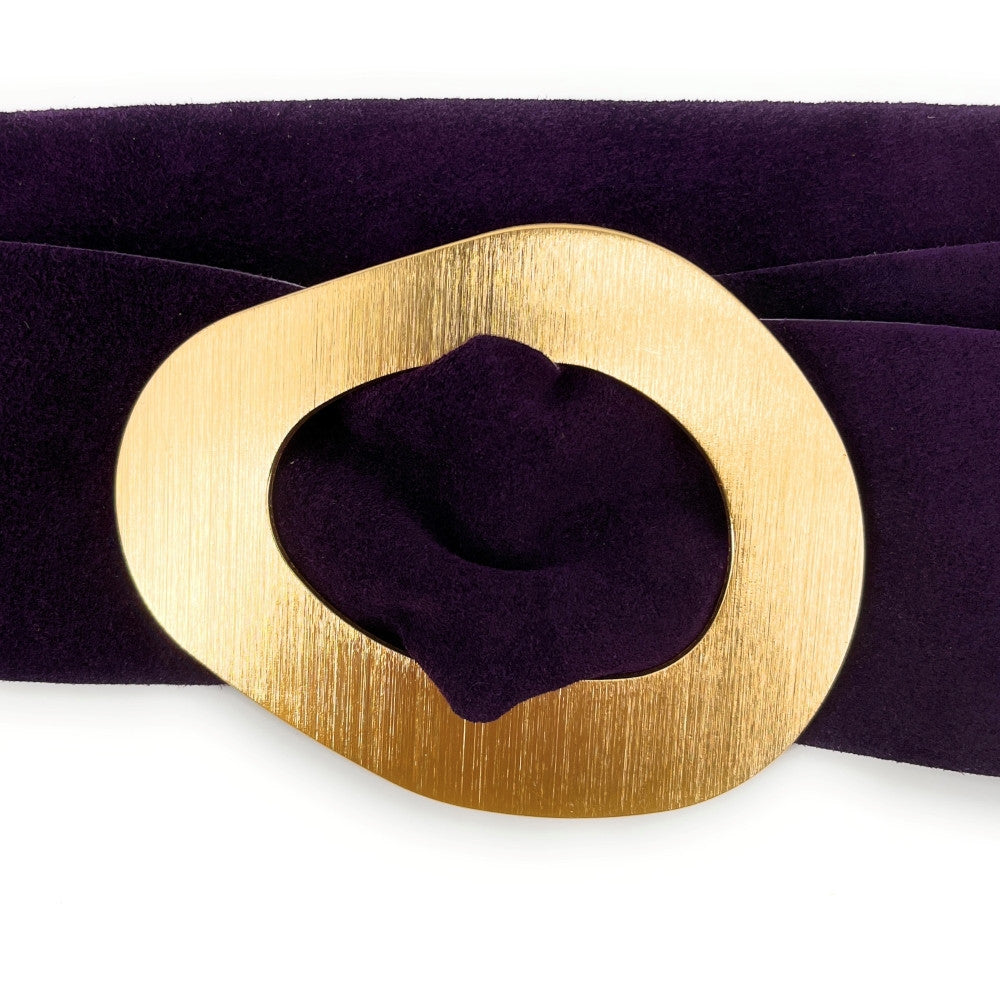 Ceinture en croûte de cuir italien et métal brossé NIKI Violet
