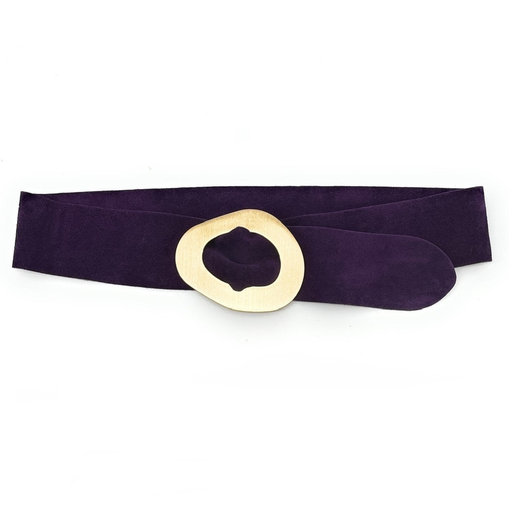 Ceinture en croûte de cuir italien et métal brossé NIKI Violet