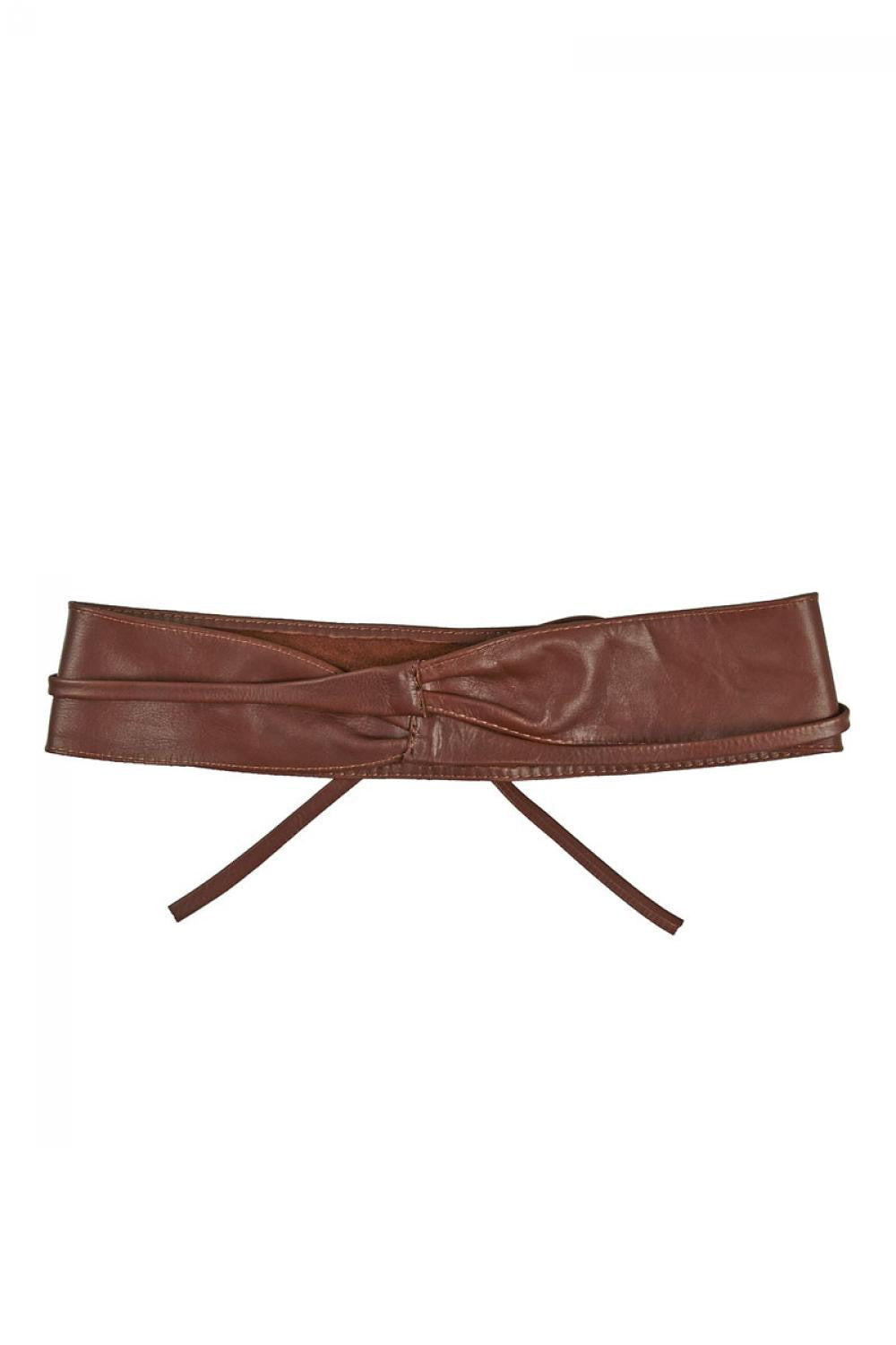 Ceinture large en cuir italien très tendance BELT Châtaigne