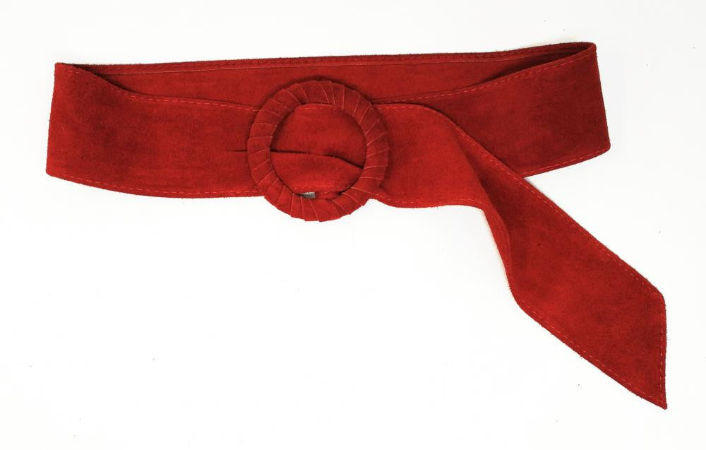 Ceinture large en croûte de cuir italien SPARROW Rouge garance