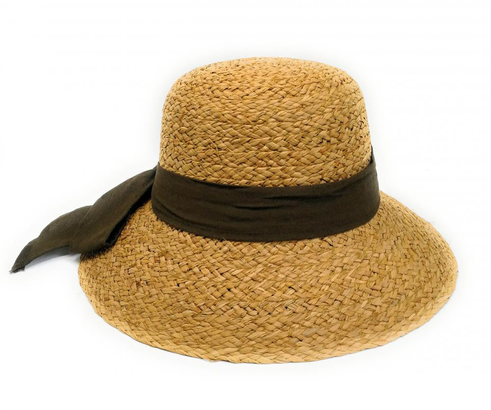 Chapeau en paille tressé brute CHAPO CHAPI Kaki