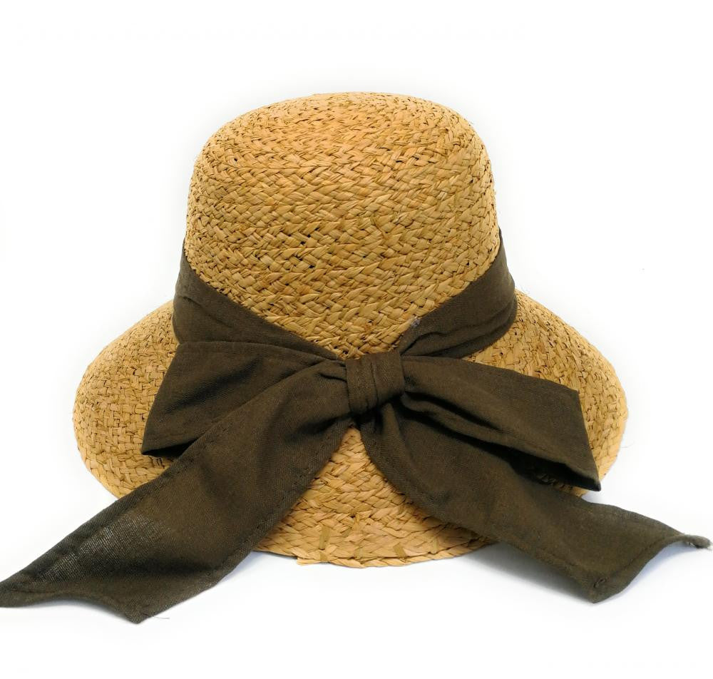 Chapeau en paille tressé brute CHAPO CHAPI Kaki