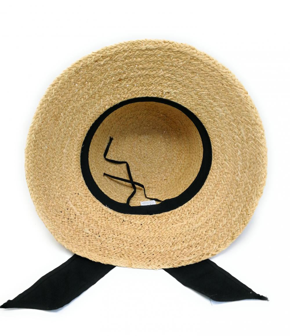 Chapeau en paille tressé brute CHAPO CHAPI Noir