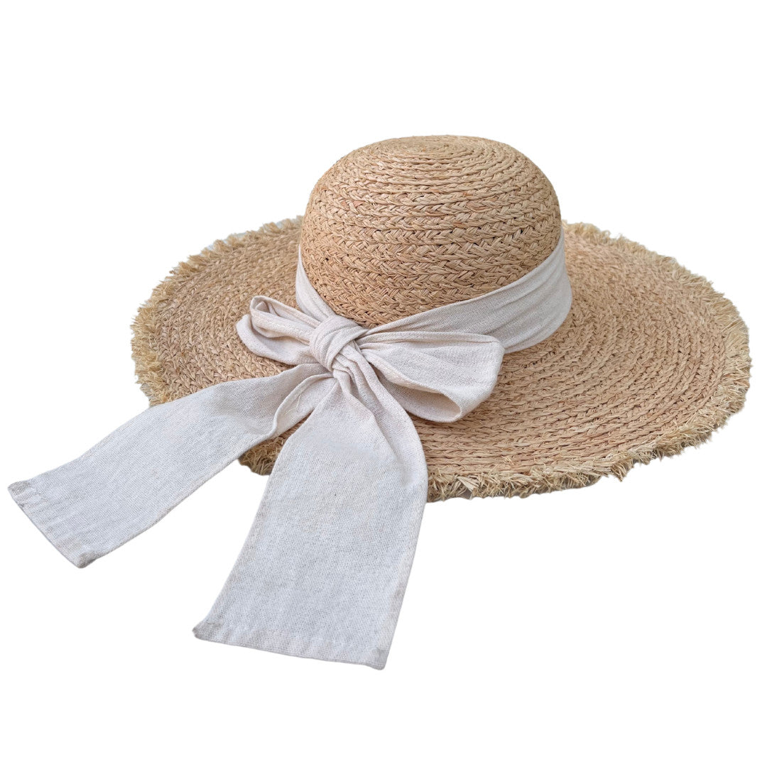 Chapeau en paille tressé CANOPEE Beige crème