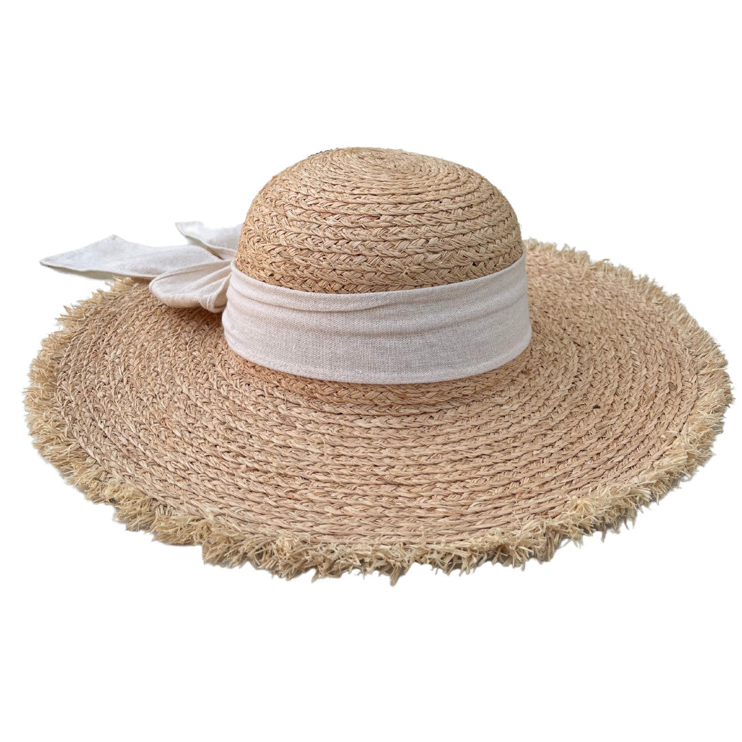 Chapeau en paille tressé CANOPEE Beige crème