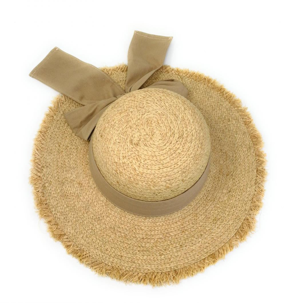 Chapeau en paille tressé CANOPEE Taupe clair
