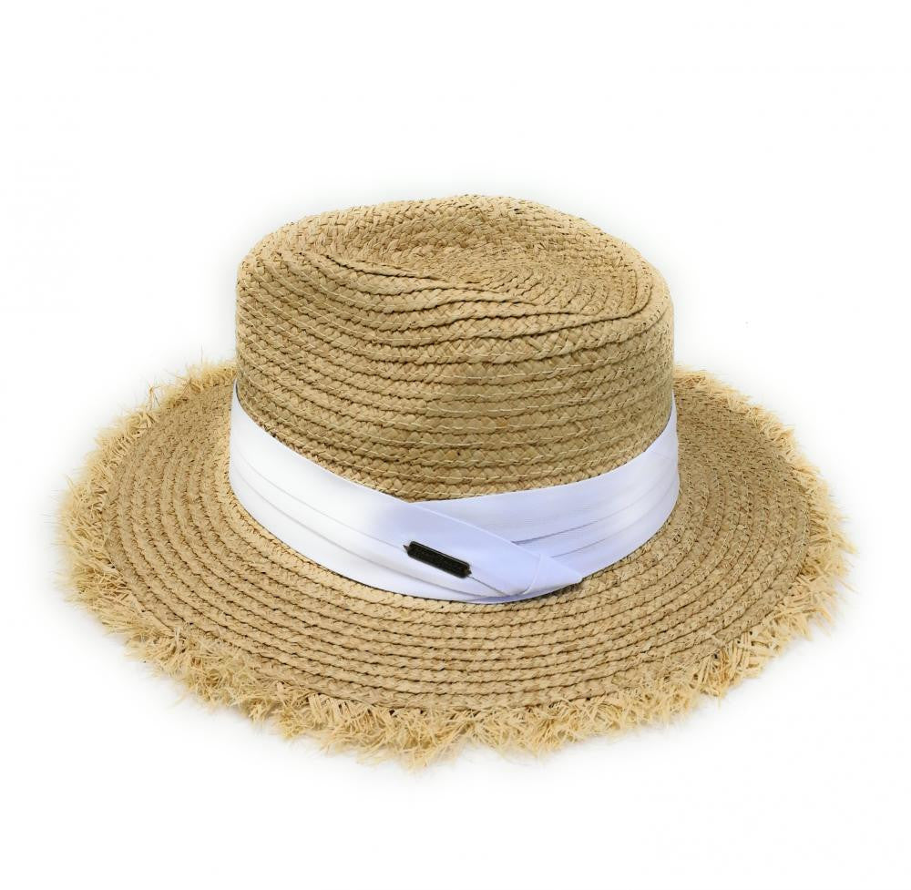 Chapeau en paille tressé SUMMER BY OMB Blanc