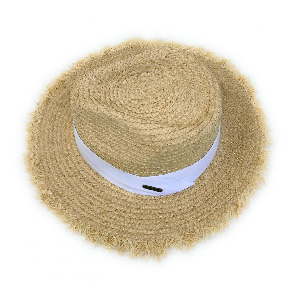 Chapeau en paille tressé SUMMER BY OMB Blanc