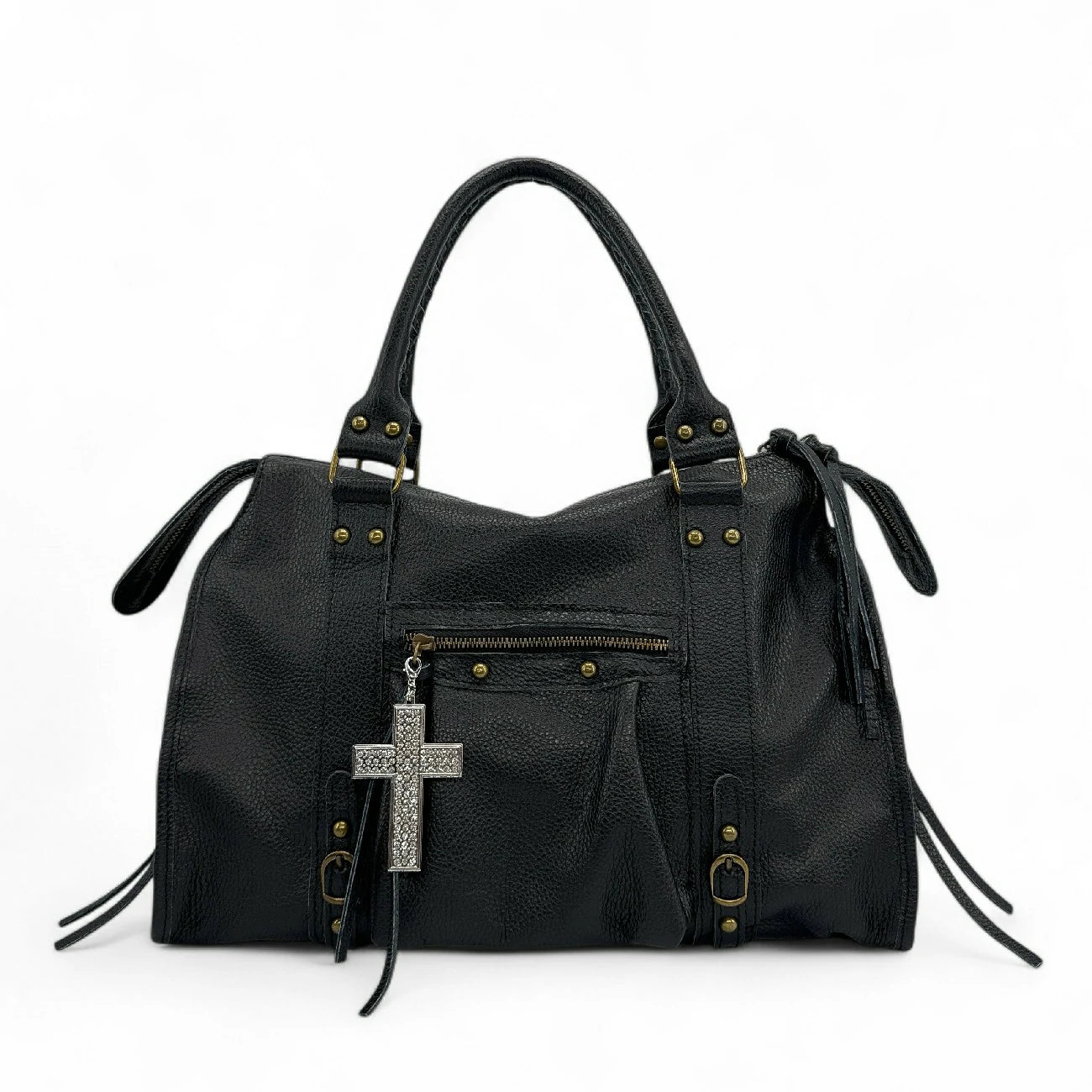 Charm de sac CROIX en métal et strass FAITH