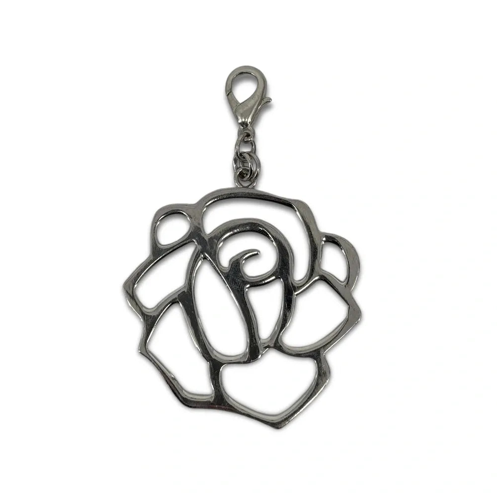 Charm de sac à main en métal argenté ROSE finitions métalliques Argentée