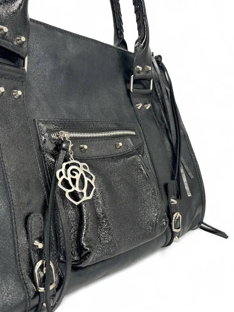 Charm de sac à main en métal argenté ROSE finitions métalliques Argentée