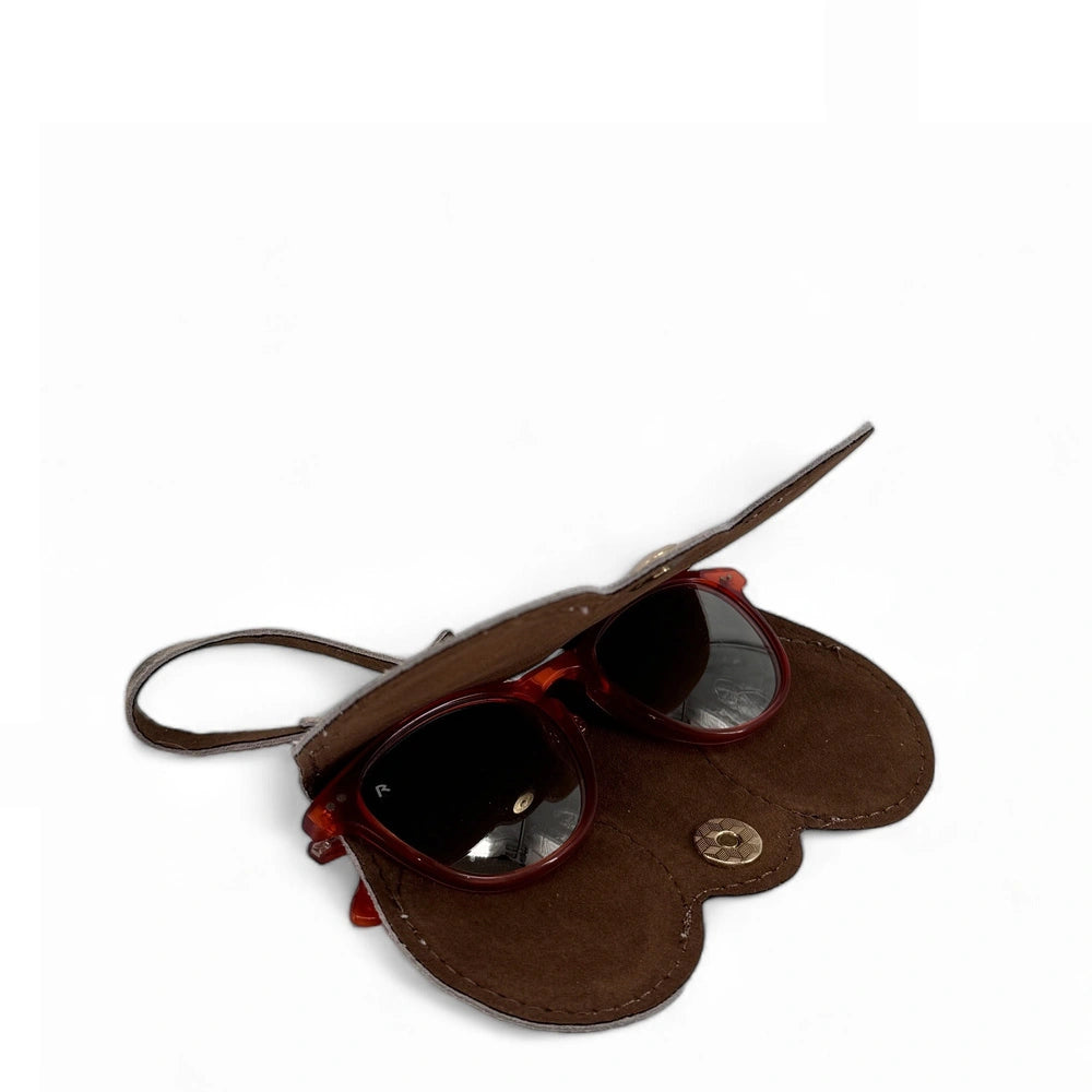 Leather glasses case irise PEANUT GLOW Pale gold