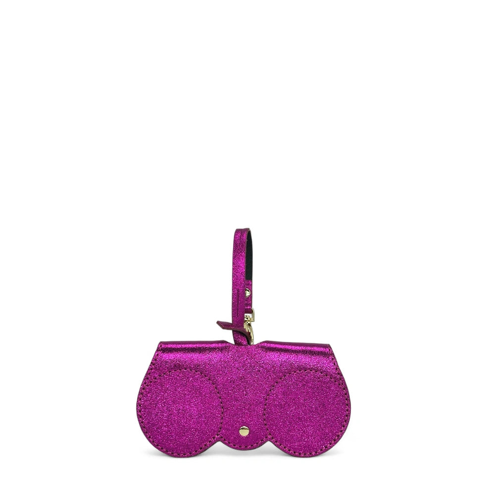 Etui à lunettes en cuir irisé PEANUT GLOW Fuchsia irisé