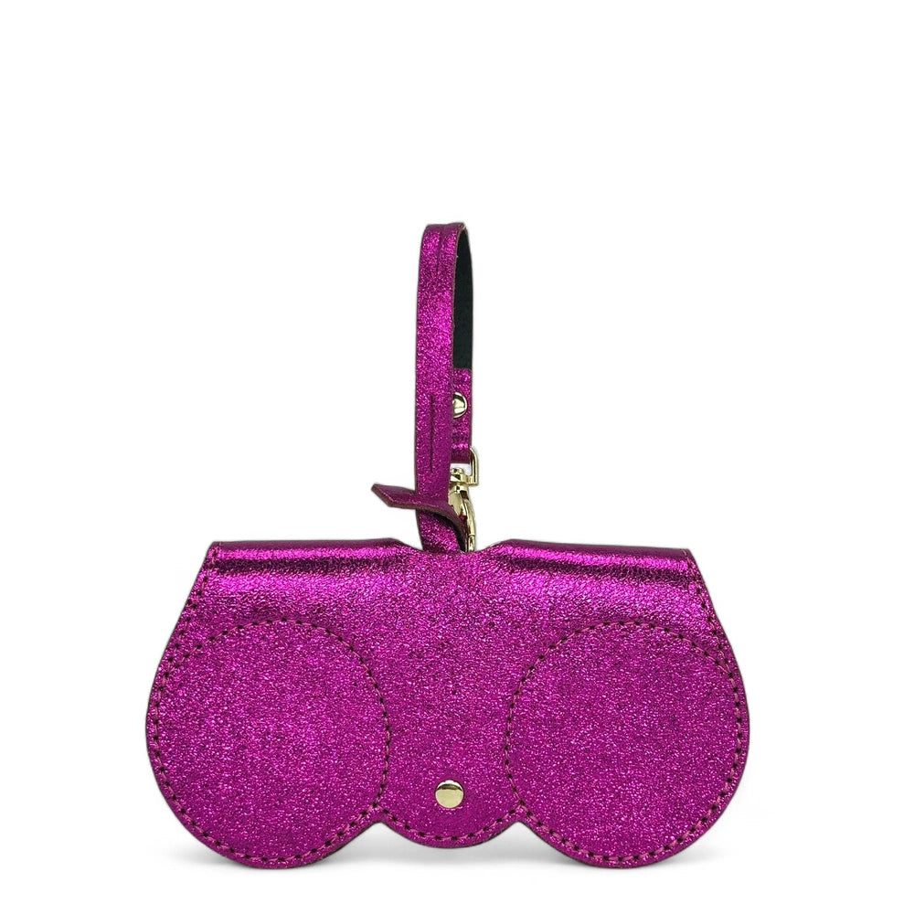 Etui à lunettes en cuir irisé PEANUT GLOW Fuchsia irisé