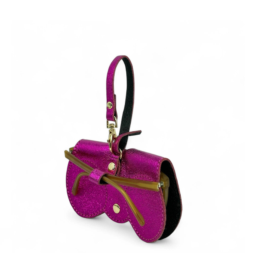 Funda de gafas de piel tornasolada PEANUT GLOW Rosa fucsia tornasolado