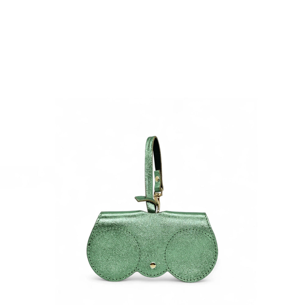 Etui à lunettes en cuir irisé PEANUT GLOW Menthe givrée