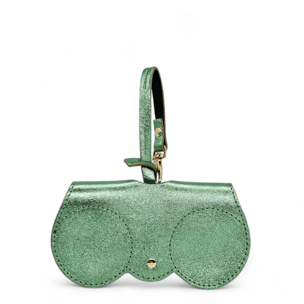 Etui à lunettes en cuir irisé PEANUT GLOW Menthe givrée