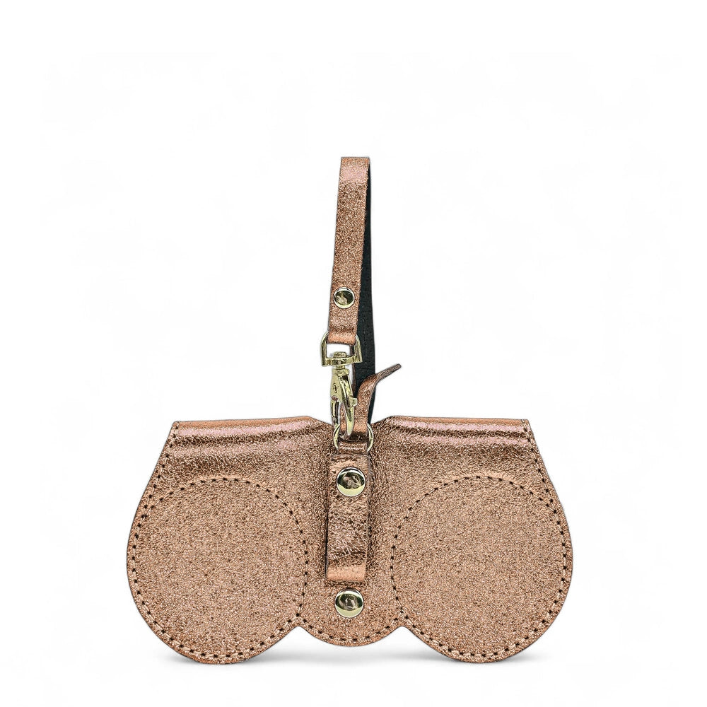 Brillenetui aus schillerndem Leder PEANUT GLOW Roségold