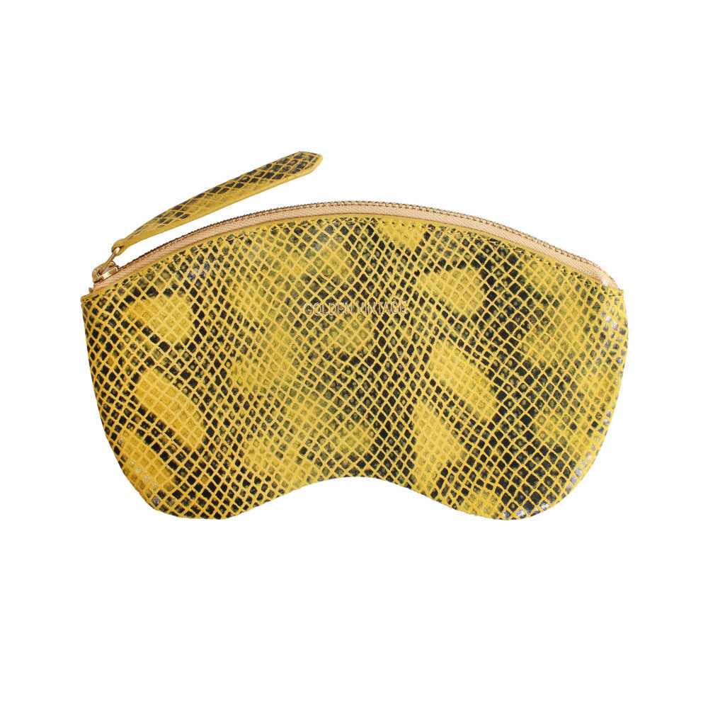Etui à lunettes en cuir à motif python GOLDEN VINTAGE Serpent jaune