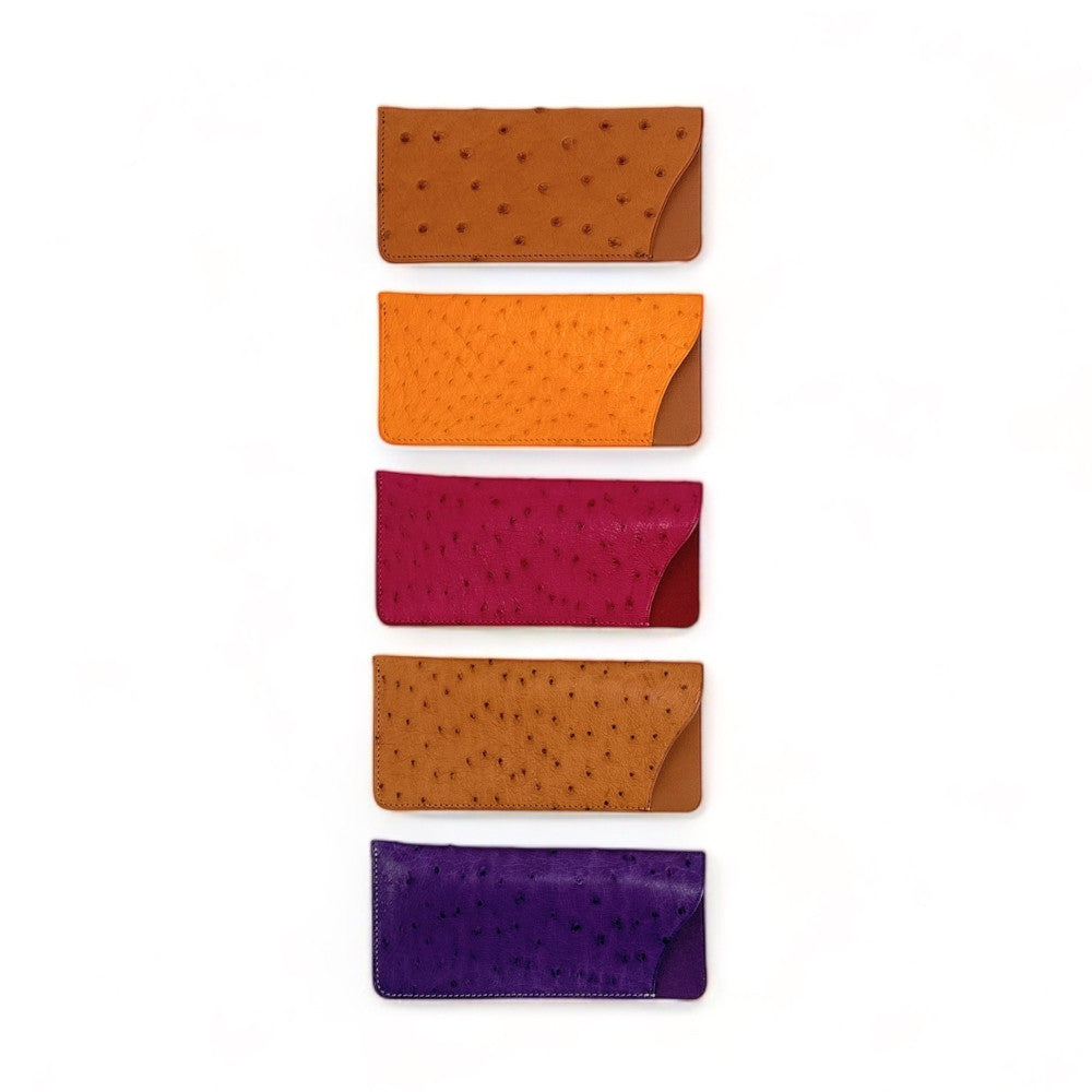 Etui à lunettes en cuir d'autruche édition Haute-couture Orange Orange