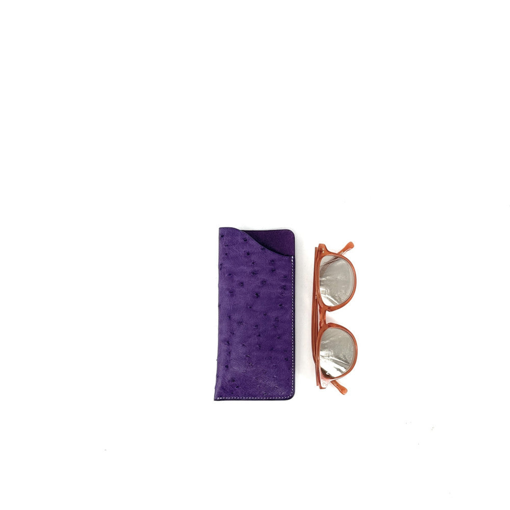 Etui à lunettes en cuir d'autruche édition Haute-couture Violet Violet