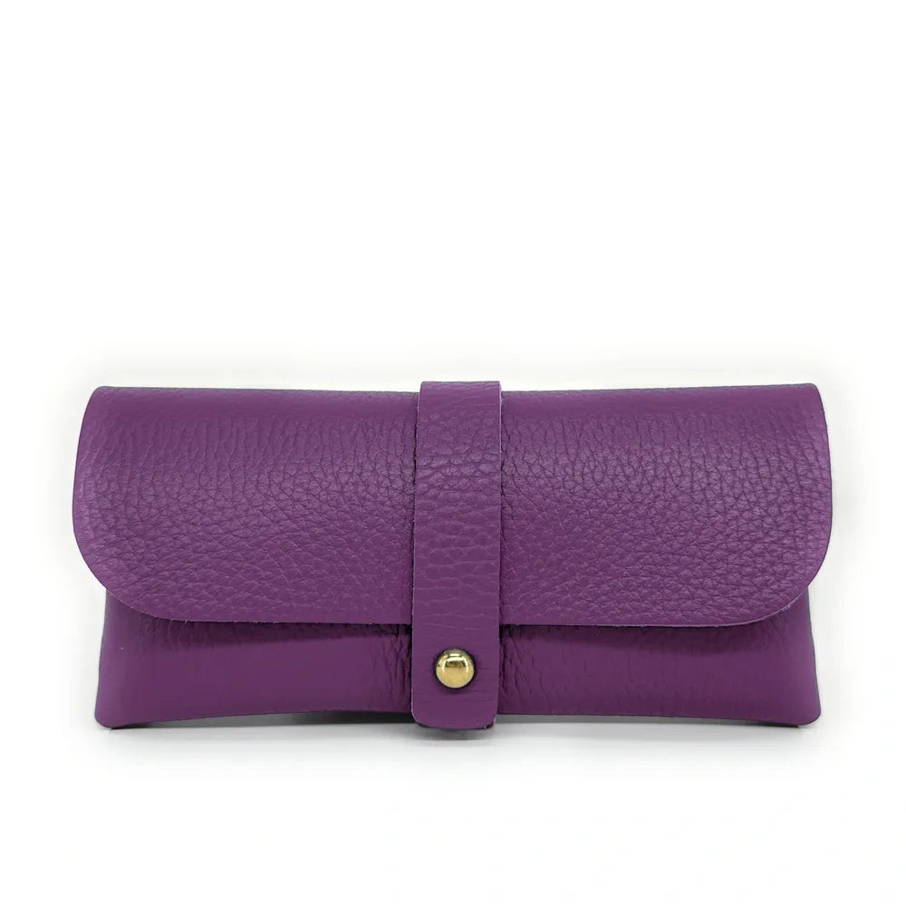 Etui à lunettes en cuir grainé LUMOS Violet