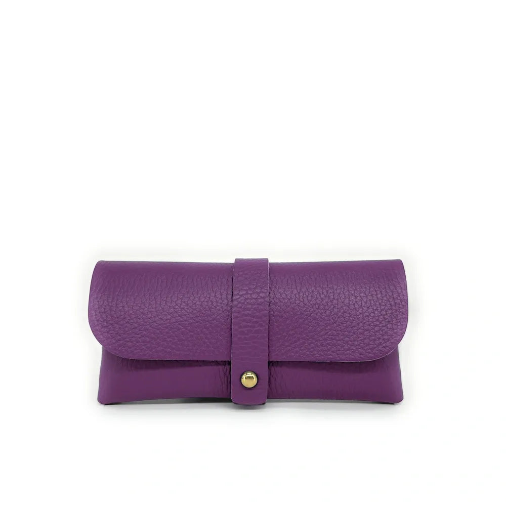 Etui à lunettes en cuir grainé LUMOS Violet