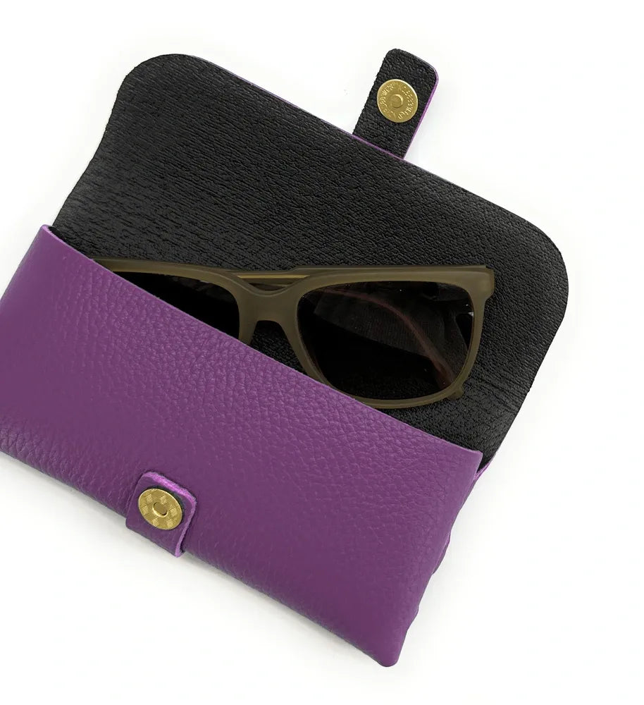 Etui à lunettes en cuir grainé LUMOS Violet