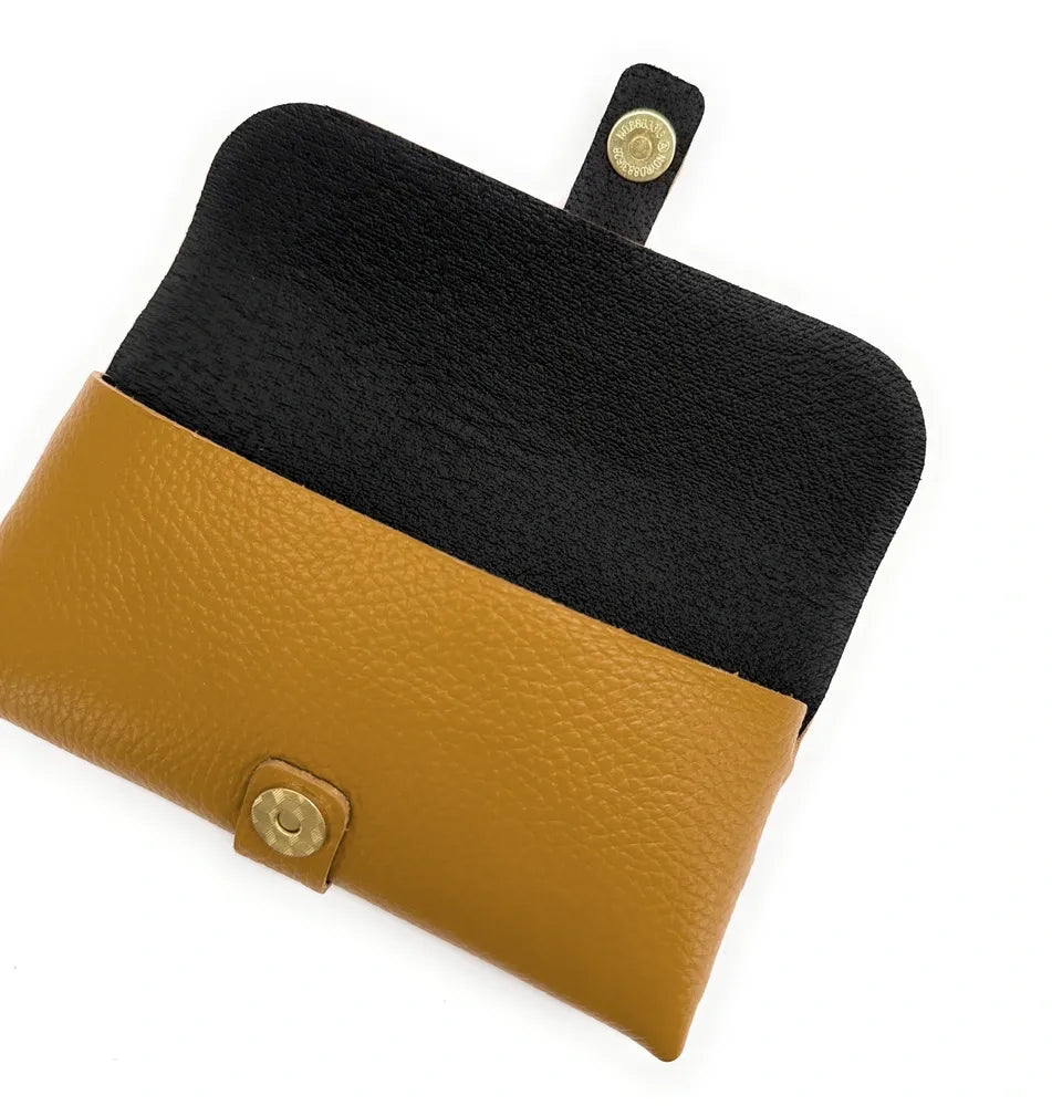Etui à lunettes en cuir grainé LUMOS Jaune Moutarde