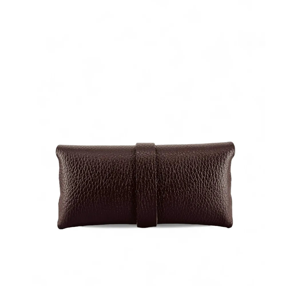 Etui à lunettes en cuir grainé LUMOS Chocolat
