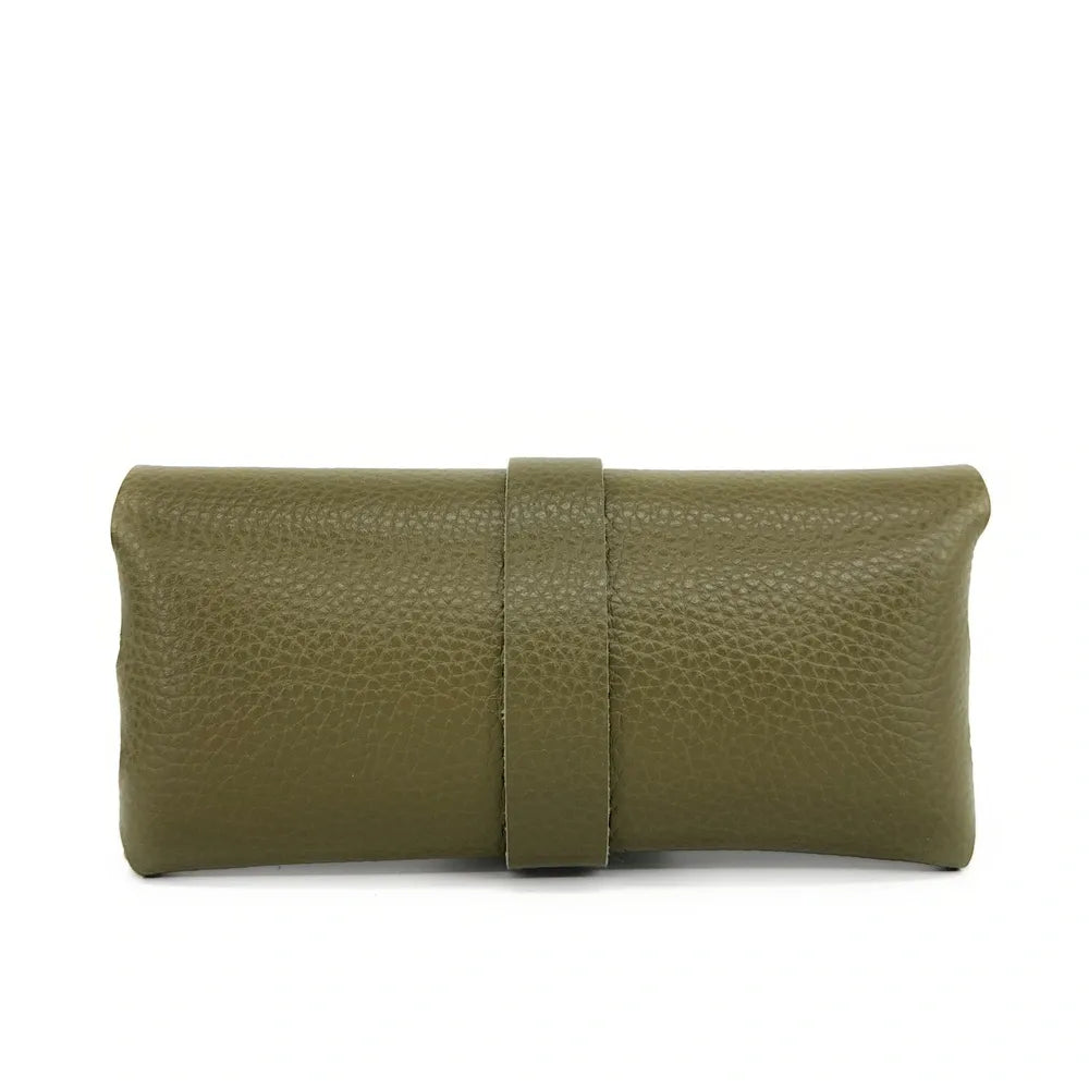 Etui à lunettes en cuir grainé LUMOS Kaki