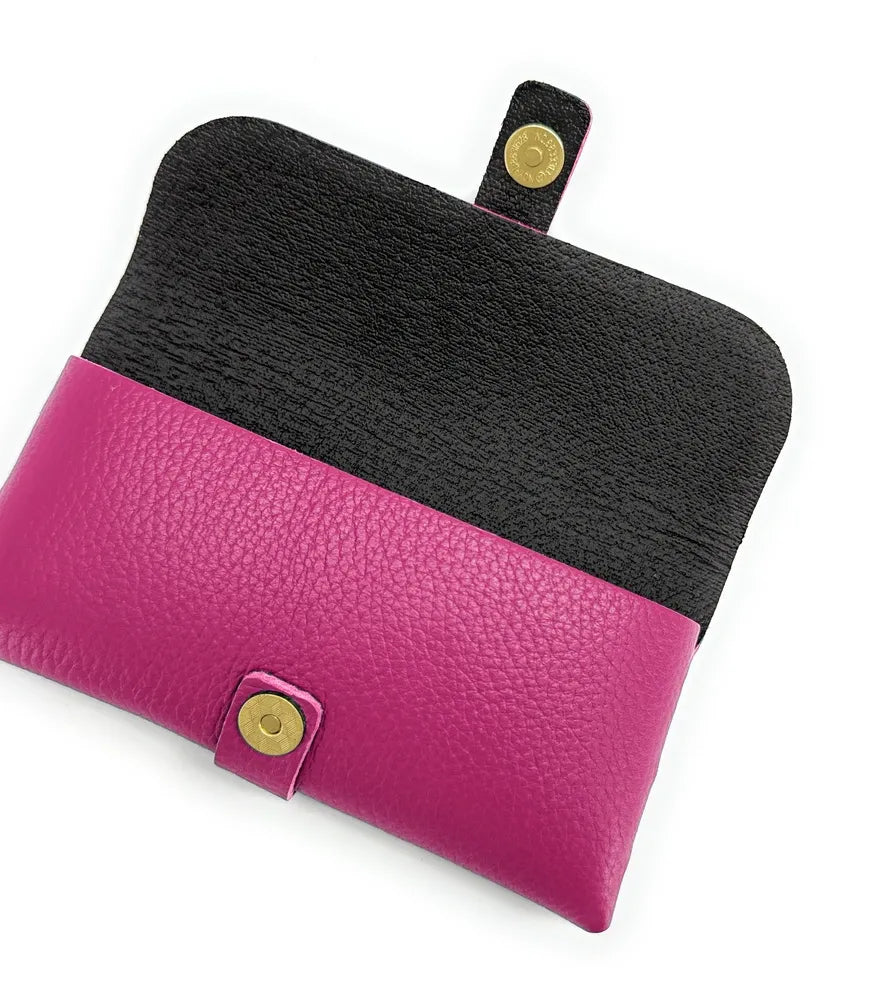 Etui à lunettes en cuir grainé LUMOS Rose fuchsia