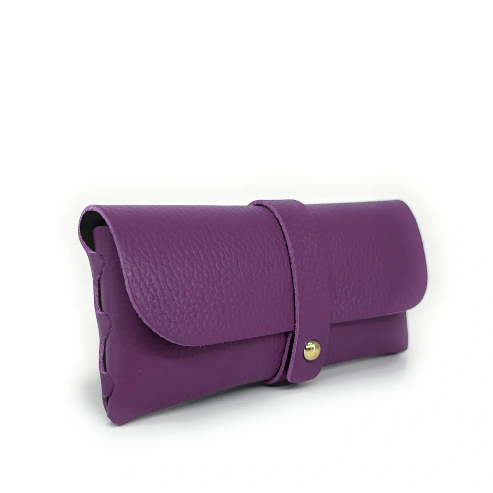 Etui à lunettes en cuir grainé LUMOS Violet