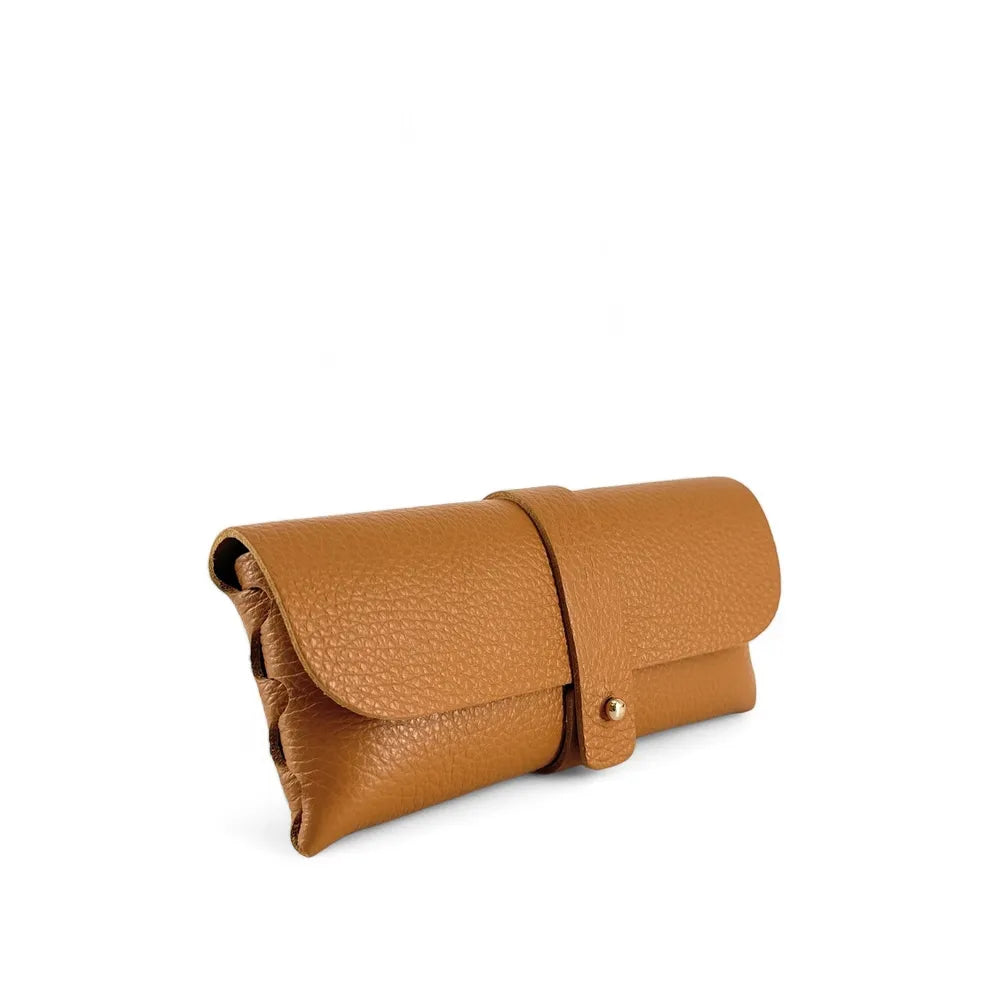 Etui à lunettes en cuir grainé LUMOS Camel