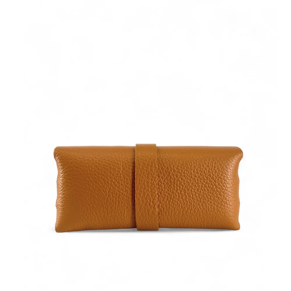 Etui à lunettes en cuir grainé LUMOS Camel