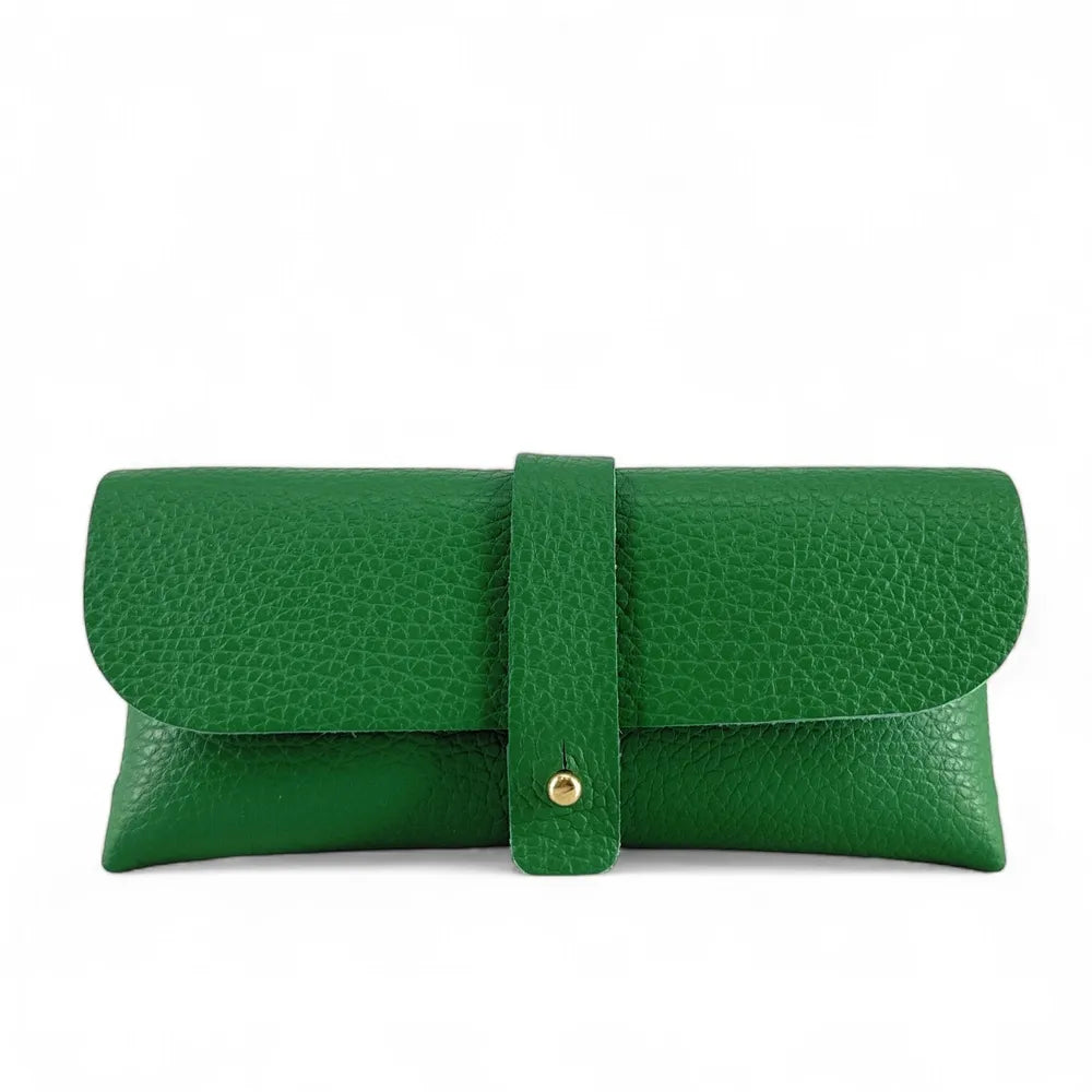 Etui à lunettes en cuir grainé LUMOS Vert anglais