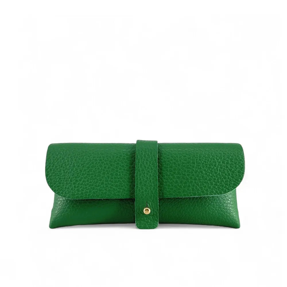Etui à lunettes en cuir grainé LUMOS Vert anglais